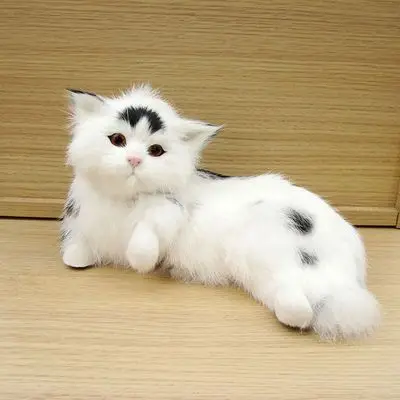 cute simulation naughty cat model plastic&fur black&white cat doll gift 23x14x12cm a120