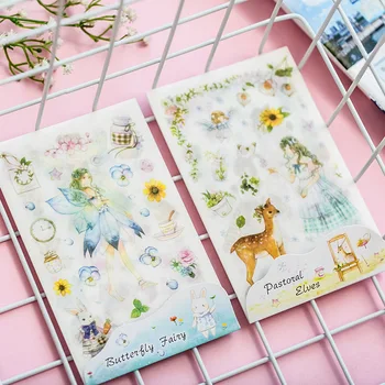 

6 pcs/pack Pastoral Elves Butterfly Fairy Decorative Stationery Stickers Scrapbooking DIY Diary Album Stick Lable