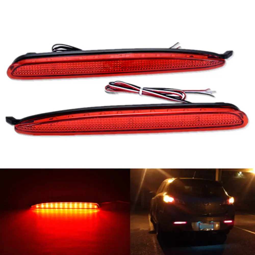  For Mazda 6 Mazda6 2003-08 Red White Smoked Lens LED Rear Bumper Reflector Tail Brake Stop Light Atenza