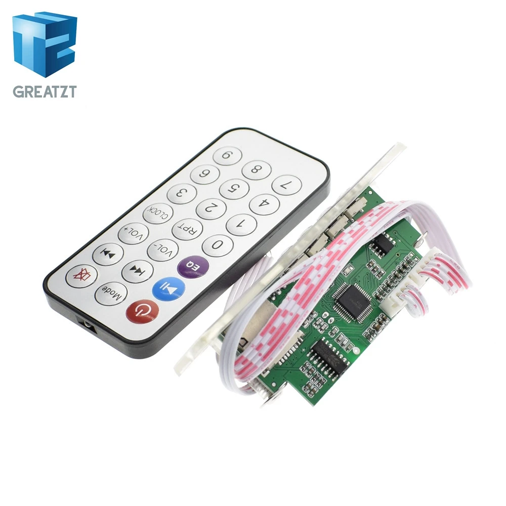 GREATZT MP3 декодирования доска модуль светодиодный Aux w/TF Slot/USB/FM/дистанционного Часы