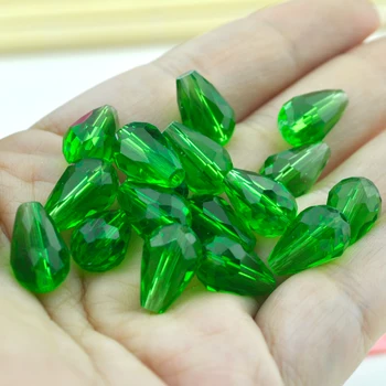 

Wholesale 8x11mm Teardrop Faceted Straight Hole Crystal Glass Beads Green Colour 295pcs/lot Fit Jewelry Craft Curtain DIY Making