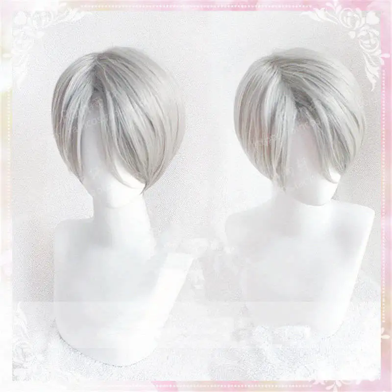 

High Quality Yuri!!! on Ice Viktor Nikiforov Wig Victor Nikiforov Cosplay Wigs Heat Resistant Synthetic Hair Wigs + Wig Cap