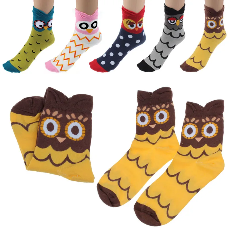 Новые модные уникальные хлопковые носки с милой совой для мальчиков и Chaussette