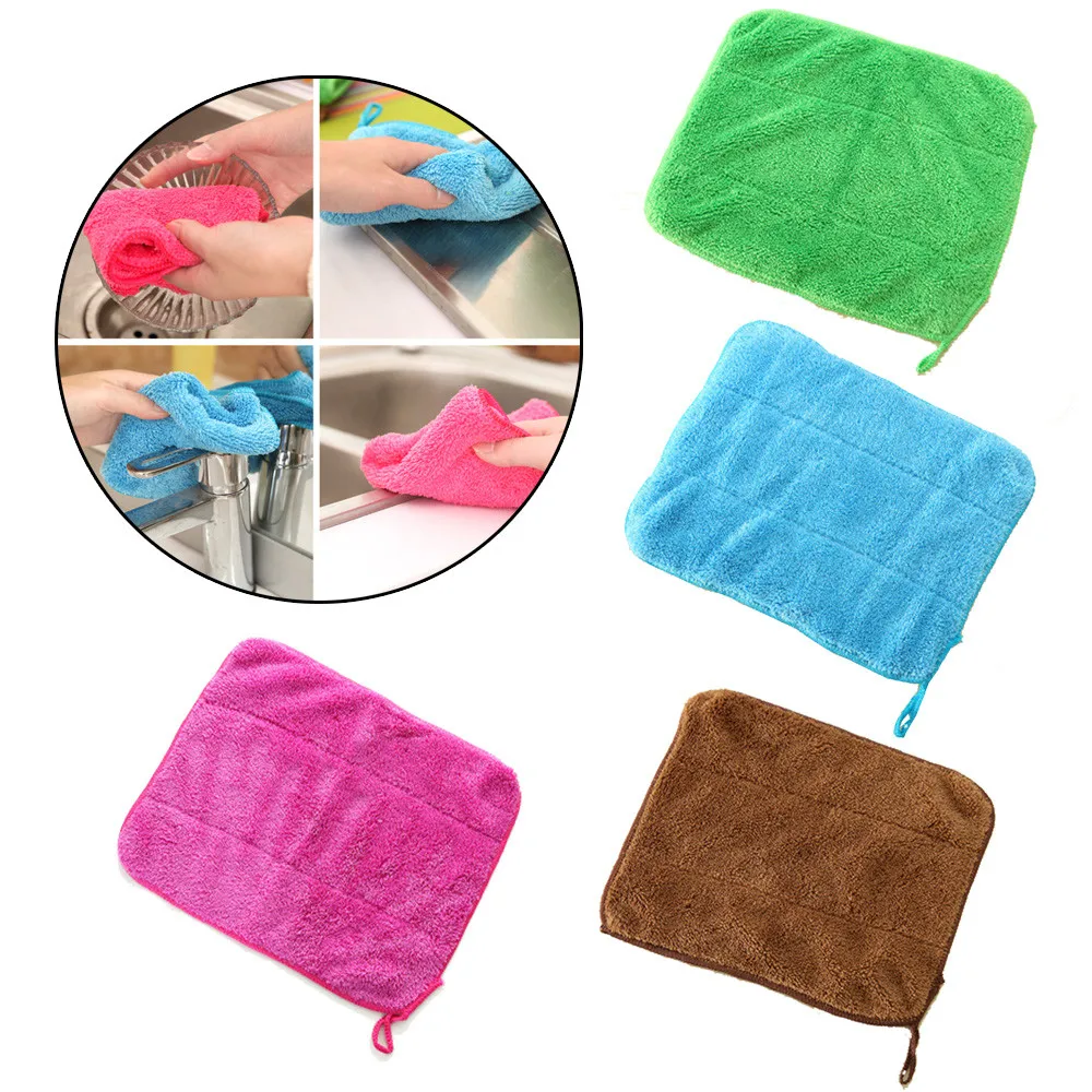 Hanging 4 Color Microfiber Car Cleaning Towel Kitchen Wash Polishing