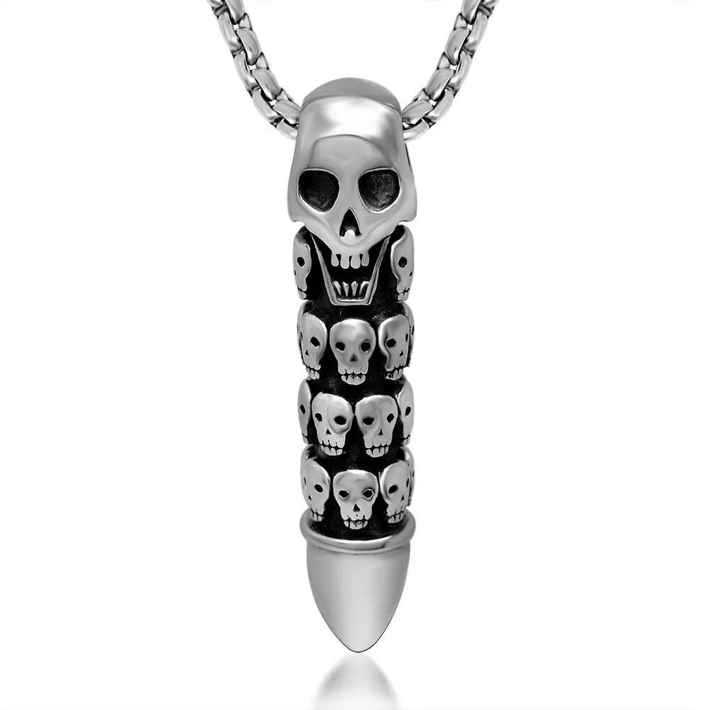 

Personalized skull necklace Bullet punk style domineering men's necklace pendant