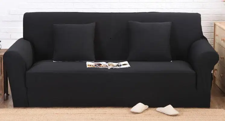 Чехлы для диванов жаккардовая sofa slipcover один/два/три/четыре-местный стрейч живописные принципиально диван крышка Капа de Диван украшения - Цвет: black