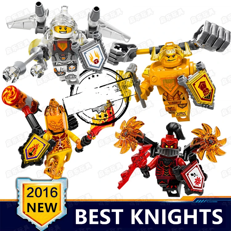 Koop 4 stks NICK Nexus Toekomst Ridders Robin Macy Klei Beast Master DIY SUPER HEROES AVENGERS Bouwstenen Minifig Kinderen Speelgoed