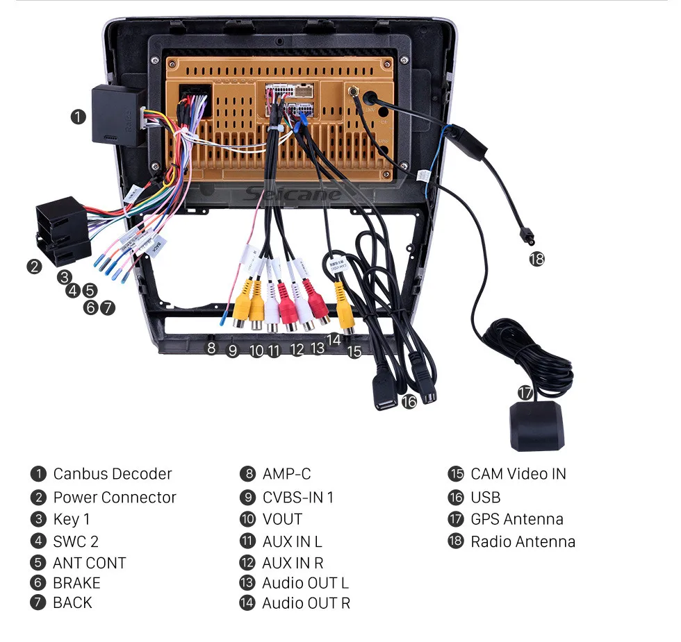 Sale Seicane 10.1 inch Android 8.1 RAM 2GB ROM 32GB  For 2007-2011 2012 2013 2014 SKODA Octavia Car GPS Radio Stereo Head Unit Player 16