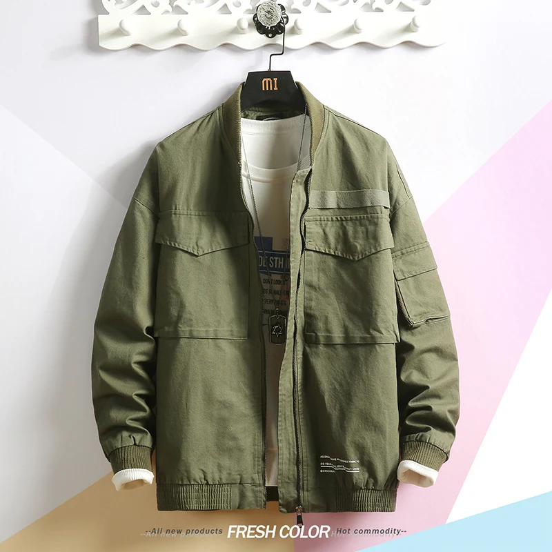 Spring Bomber Jacket Men Big Pockets Cotton Casual Streetwear Mens Jacket Coat Military Fashion Windbreaker Male Coats Spring Bomber Jacket Men Big Pockets Cotton Casual Streetwear Mens Jacket Coat Military Fashion Windbreaker Male Coats