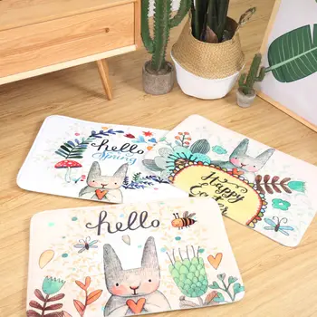 

Bathroom Carpet Doorway Floor Antiskid Absorbent Smell Rabbit Printing Bath Mat Kitchen Ottomans Carpet Non-slip Rugs Doormat