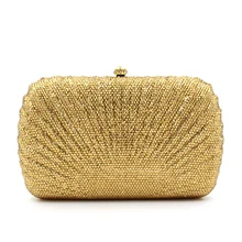 Full Gold Crystal Clutch Evening Bag for Women Special Occasions Wedding Party Evening Clutch Purse Mini Size Gold Clutch Bag