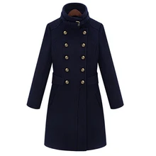 Savabien Long Coats Winter Women Vintage Double Breasted Long Sleeve Lapel Wool Coat Elegant Office Warm Overcoat Female Coats
