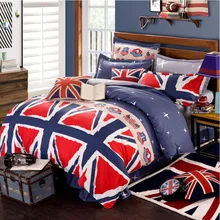 The Union Jack Bedding sets 6pcs duvet doona quilt fitted cover ned sheet 100% cotton king queen full twin size bedclothes linen