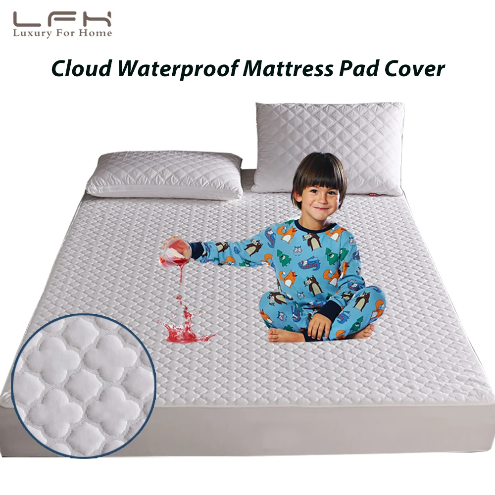  LFH Waterproof Mattress Pad Cover Jacquard Cloud Fabric Mattress Topper Waterproof Bed Cover For Ma