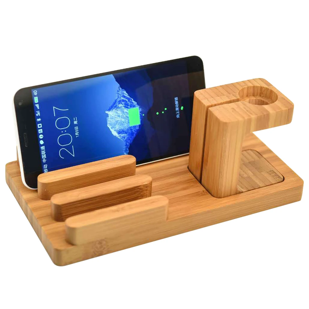 3in1Bamboo деревянная зарядная станция для Apple Watch зарядная док-станция зарядное устройство подставка держатель для samsung Xiaomi iPhone iPad