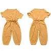 New Summer Kids Girls Clothing Sets Linen Cotton Sleeveless Solid Color Girls Jumpsuit Clothes Sets Outfits Children Suits ► Photo 2/6