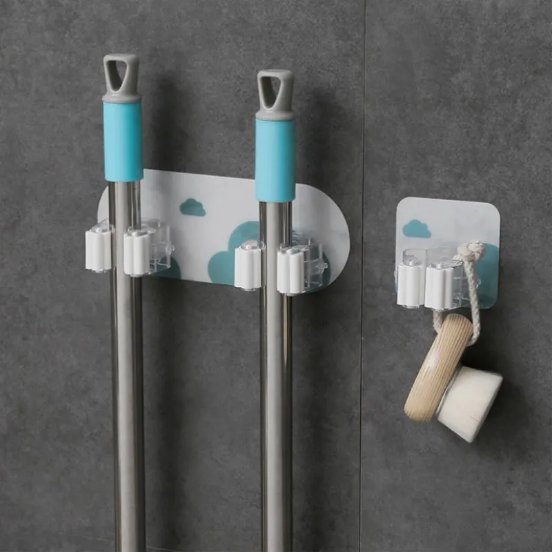 

Wall Mounted Mop Holder Brush Broom Hanger Storage Rack Kitchen Organizer with Mounted Accessory Hanging Cleaning Tools