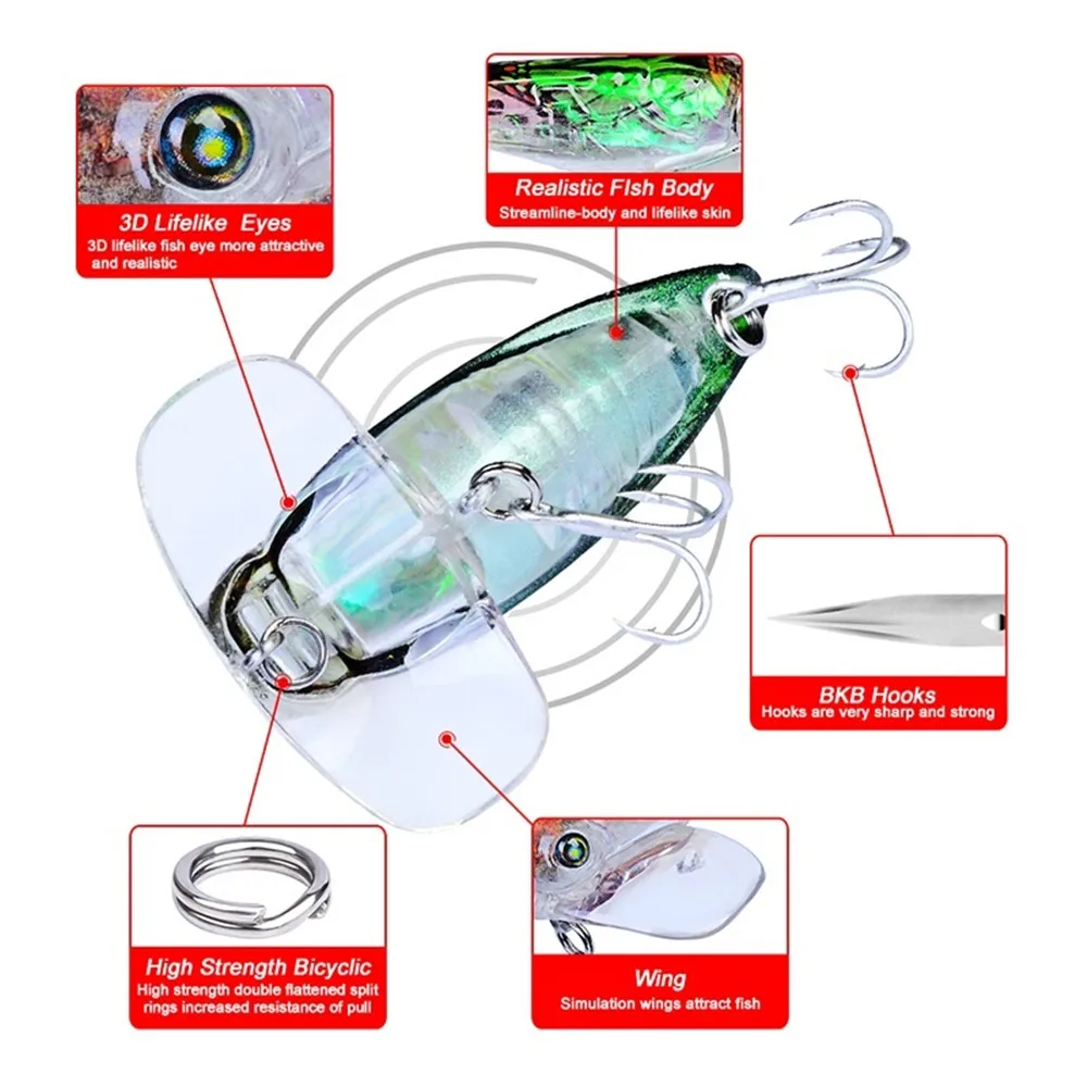 1 шт., приманка против насекомых для рыбалки, 8,5 г-0,30 унций, с крылом, рыболовные снасти, 3D глаза, наживка, 8# тройные Крючки, приманка, 2,17 см-", кренкбейт, приманка