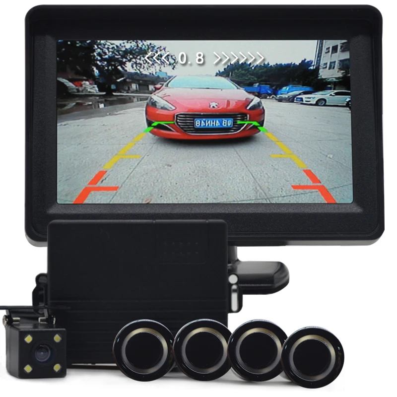 

4.3 inch Monitor Car Parking Sensor Reverse Backup Assistance Car HD Visual Reversing Radar all-in-one System