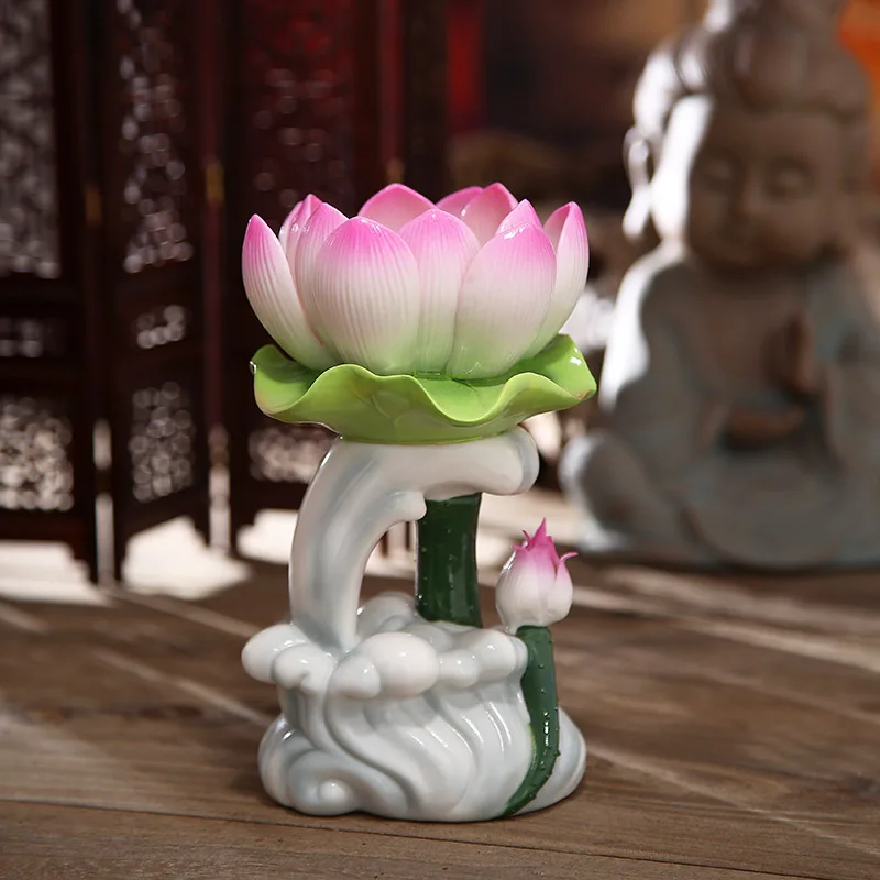Buy Vivid Ceramic Lotus Candle Holder Decorative
