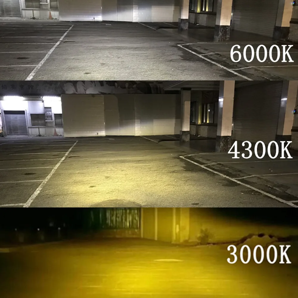 PAMPSEE Автомобильная Трехцветная светодиодная фара T5 H1 H4 H7 H11 HB4 60 Вт 3000 лм 4300K 6000K