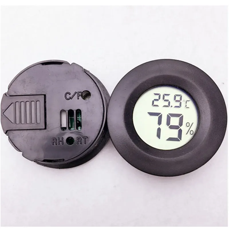 Round Digital Cigar Humidor Temperature Hygrometer Thermometer Tool Black
