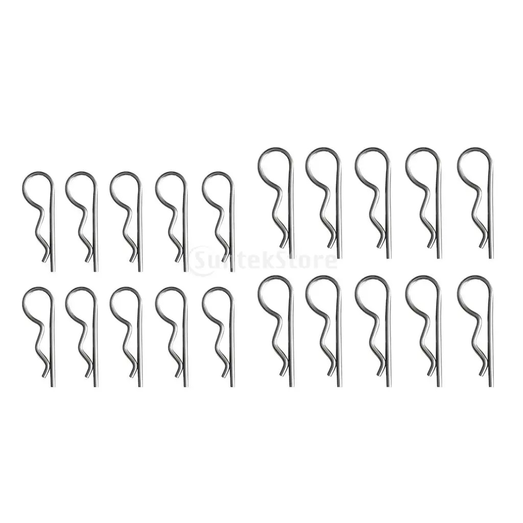 20 Pieces Stainless Steel R Clip Clevis Pin Shaft 1.8mm 2mm Heavy Duty Retaining Clip