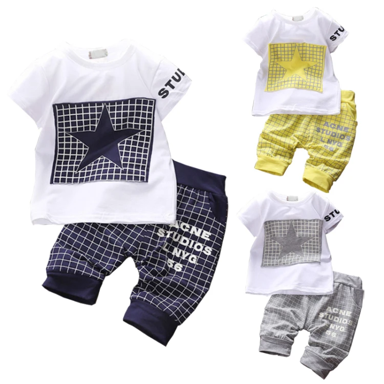 unisex baby clothes set 2pcs star pattern (1)-1