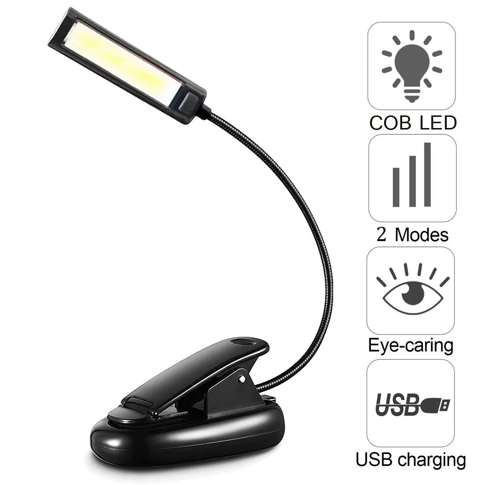 Гибкая USB Clip на COB светодиодный светильник лампа для чтения настольная