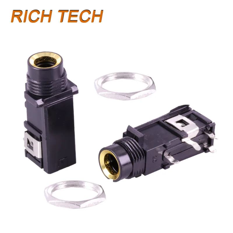 4pcs/lot Stereo 6.35mm Female Jack 4 PINS Feet Panel Mount 1/4" Stereo