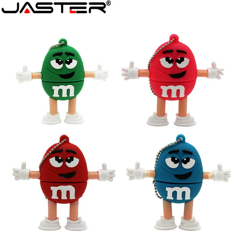 JASTER Cute Cartoon M &amp m's Chocolate Bean 4 ГБ/8 ГБ/16 ГБ/32 ГБ 64 Гб Usb флеш накопитель Флешка 8 16 карта