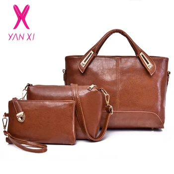 

YANXI Women Bag Set Female Top-Handle Big Capacity Handbag Fashion Shoulder Bag Purse Ladies PU Leather Crossbody Bag 3 Sets