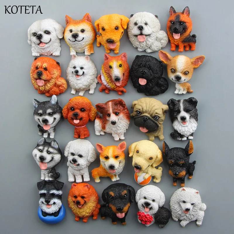 

Koteta Mini Husky Bulldog Resin Action Figure Small Welsh Corgi Figurines Animal Dog Home Decoration Fridge Magnetic Stickers