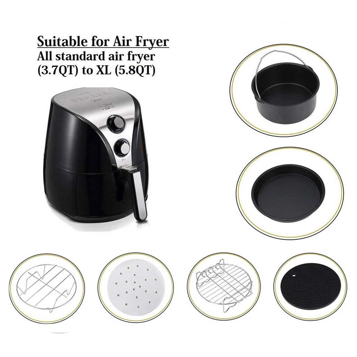 Air приборы для фритюрницы Air Фрайер набор для Phillips Cozyna воздуха Фрайер и Gowise воздуха Фрайер подходит для всех 3.7QT-5.3QT-5.8QT 100 шт Нет