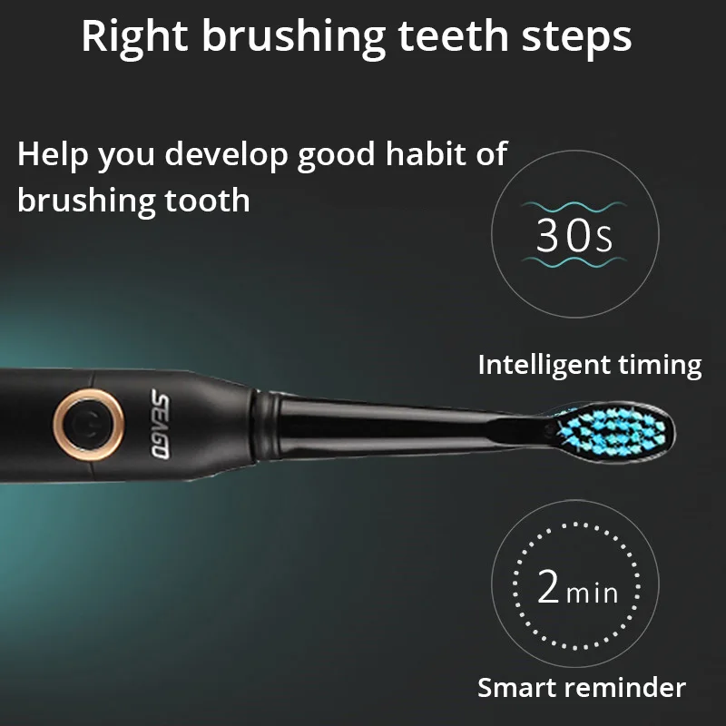 Adult's Sonic Electric Toothbrush 2 Mins Smart Timer 40000 Strokes Deep Oral Clean 5 Modes Waterproof USB Rechargeable