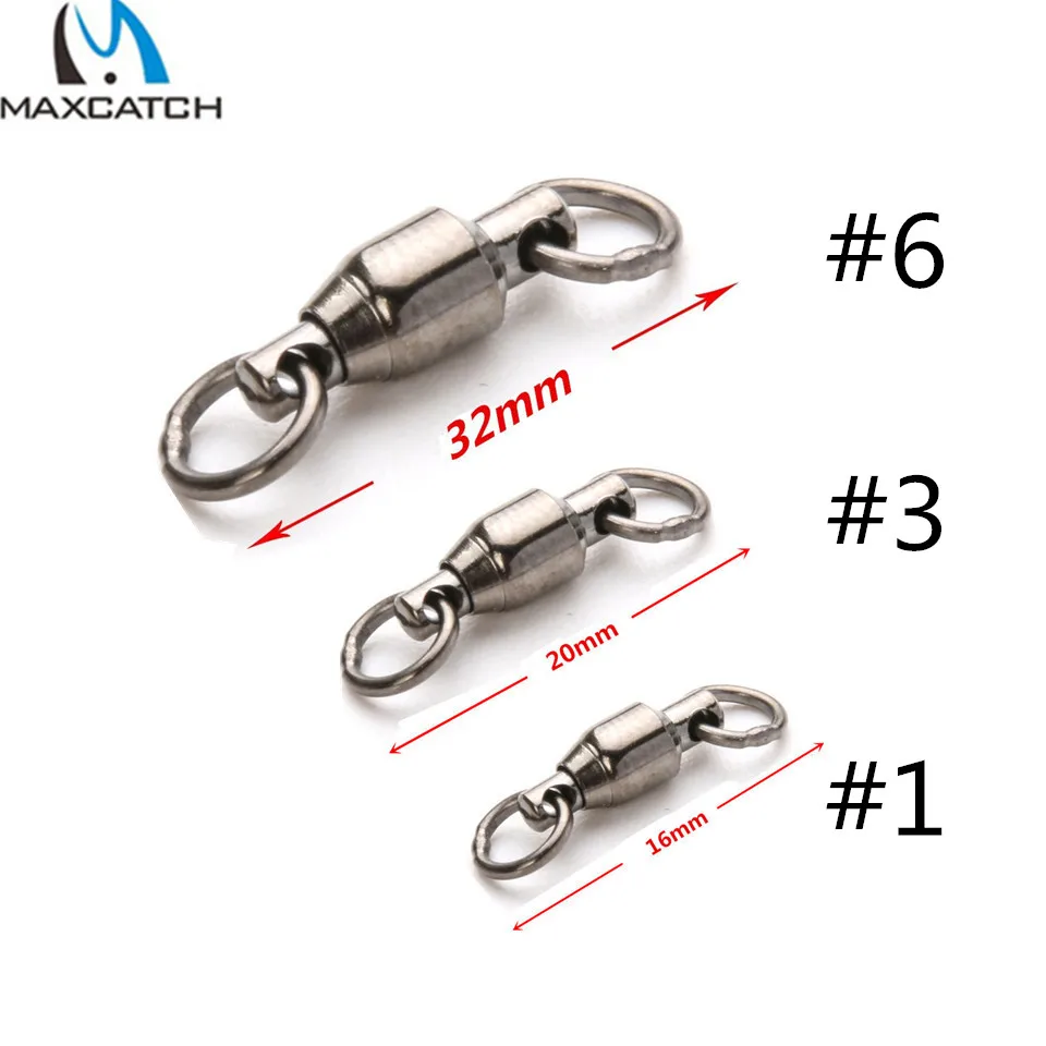 20 pieces maximumcatch #1-6 اضعا الكرة دوارة مع عصابة الصلبة الصيد قطب المتداول قطب موصل المقاوم للصدأ أدوات