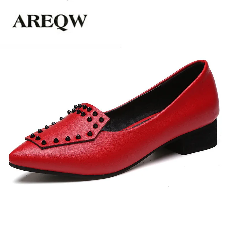 

AREQW 2017 spring new Fashion Women's Flat shoes shallow Retro Work shoes European American street shoot models casual flats