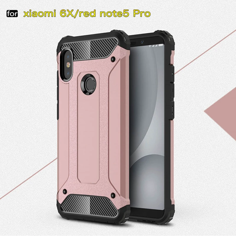 

Soft Silicon + PC Hard Armor Anti-knock Back Cover Case For Xiaomi Redmi Note 5 Pro