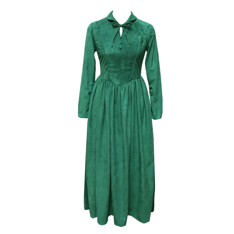 Осень-зима, женское зеленое длинное платье, Дамское, винтажное, элегантное, стиль Корта, толстая замша, официальные платья, халат, longue femme vestido