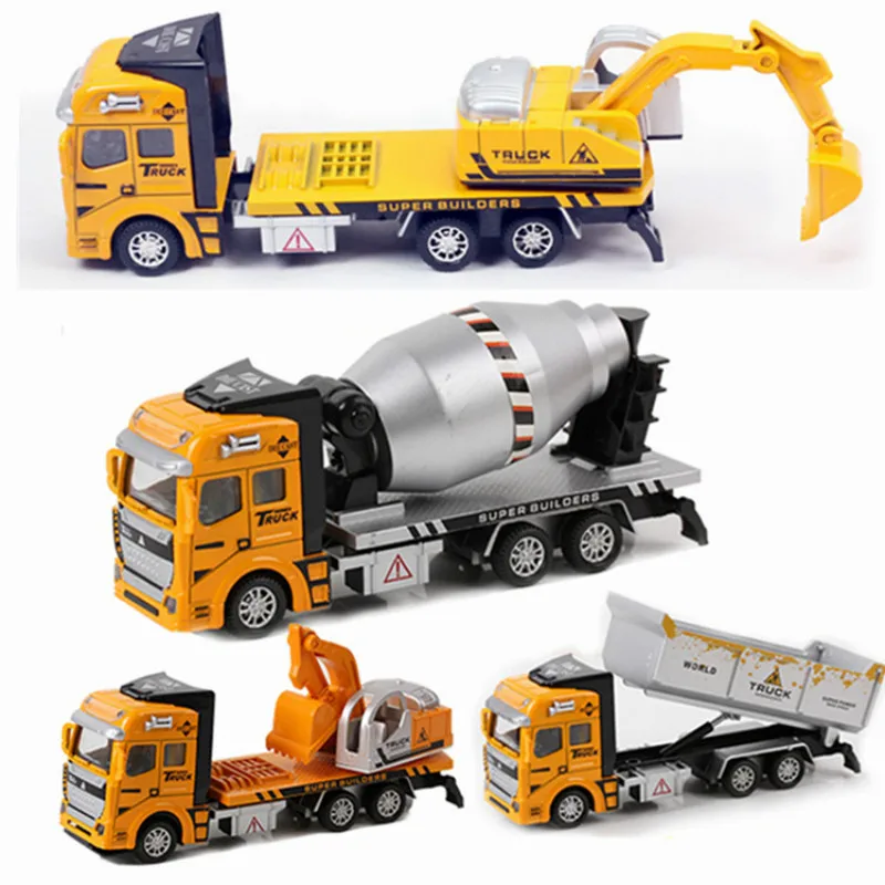 

1:48 Miniature Model Trucks Toy Alloy Engineering Vehicles Tanker Dump Truck Garbage Car Excavator Toys Gift for Children