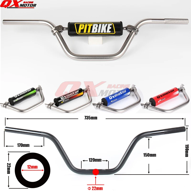 

Universal 7/8" 22mm Motorcycle Handlebar Higher size 7075 Aluminum handlebars For Made in China Dirt Pit Bike ATV Quad monkey