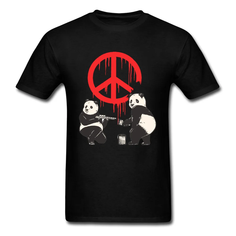 Cool Pandalism-Banksy-Peace-Sign Men's T Shirt Discount Summer/Autumn Short Sleeve Tees Round Neck 100% Cotton Fabric Tee-Shirt Pandalism-Banksy-Peace-Sign black