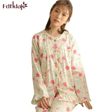 Fdfklak женские пижамы высокого качества с длинными рукавами и принтом Домашняя одежда хлопковые пижамы для женщин, Семейный комплект Пижама комплекты одежды для сна Q406