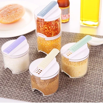 

5PCS PP Condimentos storage box For Kitchen Transparent Cans Jar Salt Spice Rack Condiment Bottles Pepper Shake Boxes