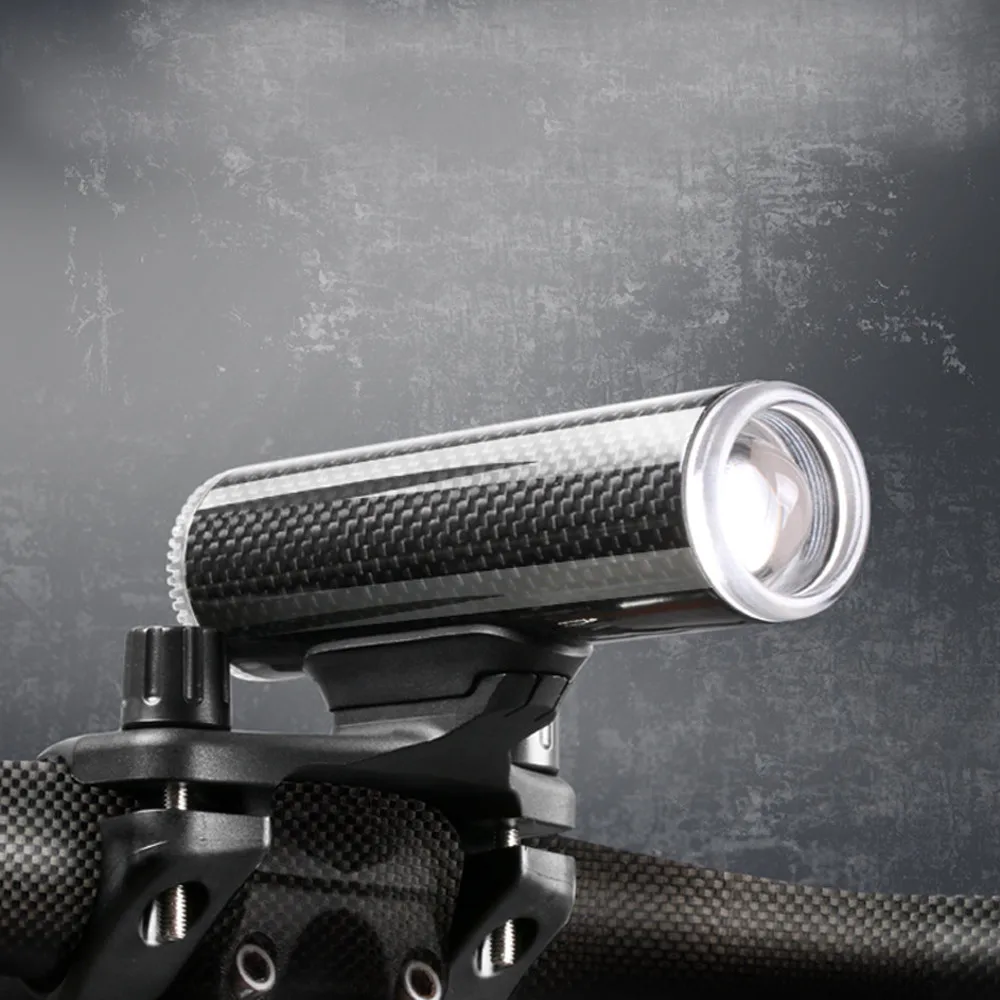 

Carbon Fiber Bicycle Light USB Rechargeable LED Front Headlight Mode Waterproof Bike Light Front And Back Black #3O29