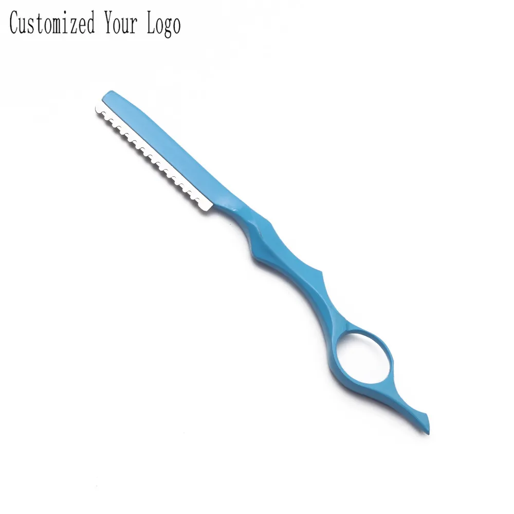 10 шт. 17,5 см настроить логотип Профессиональные Sharp Парикмахерская лезвия бритвы для волос Cut Резак Ножи для похудения салон Стайлинг