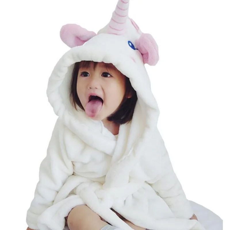 Girls Unicorn Bathrobe Hooded Dressing Gown Cartoon Animal Flannel Sleepwear Nightwear Towelling Bath Rope for Kids White Girls Unicorn Bathrobe Hooded Dressing Gown Cartoon Animal Flannel Sleepwear Nightwear Towelling Bath Rope for Kids White