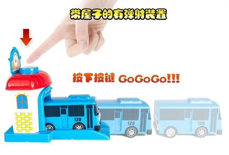  [Funny] 4pcs/set Scale model Tayo the little bus children miniature bus baby oyuncak garage tayo bu