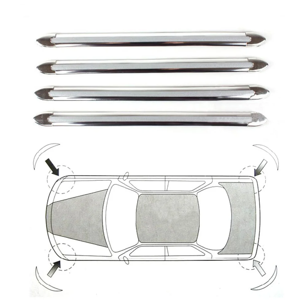

4PCS CAR AUTO BUMPER ANTI-SCRATCH STICKER SILVER CHROME CORNER PROTECTOR GUARD STRIPE DIY FRONT REAR COLLISION PROTECTION BAR