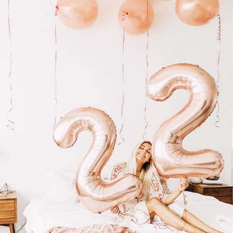 2 шт 30/40 дюймовые розовые, золотые, серебряные фольгированные шары с цифрами поздравляют 13, 18, 21, 30, 40 лет взрослого дня рождения, Декор